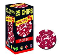 Modiano Lot de 25 Chips 14 g Rouge Valeur 5 Texas Hold'em Poker Cartes Jeu