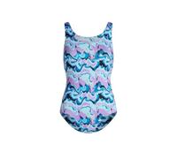 Modibodi Leakproof Period Swimwear for Teens - Thin Strap One-Piece Performance Swimsuit - Super 50ml Absorbency - Bleu Marbre Y14-16