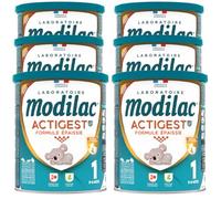 Modilac - Lait Infantile en Poudre Actigest Lf+1 - Fabriqué en France Sans Huile de Palme - 1er Age, de 0 à 6 Mois - Lot de 6x800g