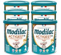 Modilac - Lait Infantile en Poudre Actigest Lf+2 - Formule Épaissie - Fabriqué en France Sans Huile de Palme - 2eme Age, de 6 à 12 Mois - Lot de 6x800g