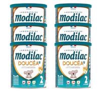 Modilac - Lait Infantile en Poudre Doucéa Lf+2 - Lait 100% Français - Lactoferrine*, Vitamines**, DHA*** - Convient en Relais de l'Allaitement Maternel - 2e Age, de 6 à 12 Mois - Lot de 6x820g