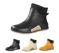 Modische Regenstiefel，Damen Und Herren GefüTterte Gummistiefel， Flache Rutschfeste Kurzstiefel，Wasserdicht KnöChel-Regenstiefel，Weich Bequem Schlupfstiefel，FüR Paare，Studenten，Arbeit， Angeln，Warm