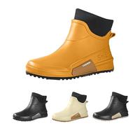 Modische Regenstiefel，Damen Und Herren GefüTterte Gummistiefel， Flache Rutschfeste Kurzstiefel，Wasserdicht KnöChel-Regenstiefel，Weich Bequem Schlupfstiefel，FüR Paare，Studenten，Arbeit， Angeln，Warm