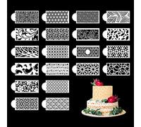 Modixun 20pcs Pochoirs De Décoration De Gâteau, Modèles De Dentelle Creuse, Pochoir Floral Pour Décorer La Crème Au Beurre, 26,4×11,3 cm