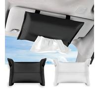 Modixun 2pcs Porte - Serviettes en Papier de Voiture, Soft PU Cuir visière Porte - Serviettes de Voiture, Porte - Serviettes de Voiture Accessoires de Voiture Distributeur (Noir + Blanc)