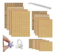 Modixun 4 couleurs petites lettres autocollants, 12 feuilles de paillettes en alliage métallique numéro alphabétique autocollants, autocollants mini abc pour la résine Scrapbooking avec pinces, 3mm
