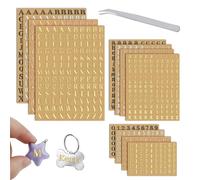Modixun 4 couleurs petites lettres autocollants, 12 feuilles de paillettes en alliage métallique numéro alphabetique autocollants, autocollants mini abc pour la résine Scrapbooking, 4.5 mm