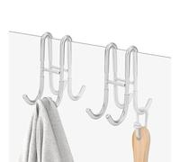 Modixun Lot de 2 crochets double face pour porte de douche, salle de bain, porte en verre sans cadre, crochets pour rasoir en luffa, peignoir, acier inoxydable 304, argenté