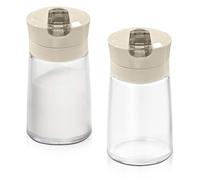 Modixun Lot de 2 distributeurs de sucre en verre avec bec verseur automatique, bec verseur lesté, récipient à sucre, 250 ml, salière, accessoires de bar à café,marron