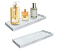 Modixun Lot de 2 plateaux de salle de bain en silicone de 30 cm pour évier de cuisine, réservoir de toilettes, comptoir de salle de bain pour bougie parfumée (blanc marbre)