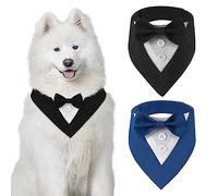 Modixun Lot de 2 smoking pour chien - Collier bandana formel pour chien avec nœud papillon - Tenue de mariage réglable pour chien, costume d'anniversaire pour chien pour animal de compagnie de petite,