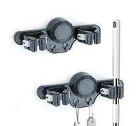 Modixun Lot de 2 supports muraux pour balai - Ventouse puissante avec crochets, support amovible pour buanderie, jardin, garage (gris)