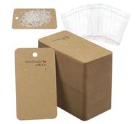 Modixun Lot de 200 cartes de présentation de boucles d'oreilles avec 200 sacs et 400 fermoirs - Emballage de boucles d'oreilles pour la vente de bijoux - Fait à la main avec étiquettes d'amour