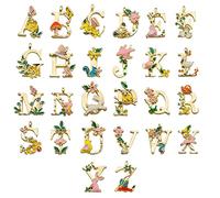 Modixun Lot de 26 breloques en métal émaillé, breloques de style floral, lettres de l'alphabet de jardin, perles de style princesse pour la fabrication de bijoux, style A