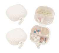 Modixun Lot de 3 piluliers de voyage, 7 compartiments, joli pilulier portable, petit organisateur de médicaments, récipient à vitamines pour poche, sac à main, quotidien, hebdomadaire (beige)