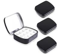 Modixun Lot de 4 mini palettes d'aquarelle compactes en métal noir avec couvercle, 12 bacs de peinture vides, ensemble d'art de voyage portable