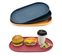 Modixun Lot de 4 plateaux de service ovales, 37,5 x 20,5 cm, plateaux de service colorés pour fête, divertissement, collation, dessert, table basse, grande taille