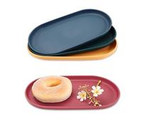 Modixun Lot de 4 plateaux de service ovales de 24 x 13 cm, plateaux de service colorés pour fête, divertissement, collation, dessert, table basse, petite taille, CN-FLUK-148