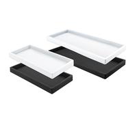 Modixun Lot de 4 plateaux rectangulaires en silicone pour comptoir de salle de bain, 30 cm + 20 cm, plateau décoratif rectangulaire pour parfum, bibelots, bijoux, bougies, porte-éponge de savon de