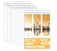 Modixun Lot de 4 protège-feuilles robustes de 21,6 x 27,9 cm, protecteurs de pages rigides étanches avec fermeture éclair, pochettes épaisses en plastique transparent pour papier, certificat, photo,
