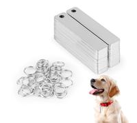 Modixun Lot de 40 vierges rectangulaires en acier inoxydable avec porte-clés pour plaques de chien, étiquettes de plantes et porte-clés