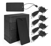 Modixun Lot de 400 étiquettes cadeaux noires avec ficelle, grandes étiquettes de prix en papier kraft vierges pour vêtements, vente, artisanat, prix et inventaire