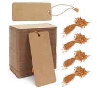 Modixun Lot de 400 étiquettes de prix en papier kraft marron avec ficelle, 9,9 x 4,9 cm, étiquettes de vêtements