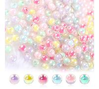 Modixun Lot de 400 perles rondes en acrylique de couleurs mélangées, 8 mm, perles arc-en-ciel pour la fabrication de bijoux et les loisirs créatifs