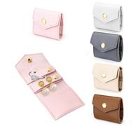 Modixun Lot de 5 mini pochettes de voyage en cuir synthétique avec boutons-pression pour femme, bagues, boucles d'oreilles, clous d'oreilles, colliers