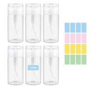 Modixun, Lot de 6 Pompes pour dissolvant à Vernis à Ongles, Distributeur d'alcool, Flacon verrouillable à Pression, récipient Vide pour Liquide avec Autocollants pour démaquillant, 120 ML