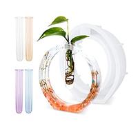 Modixun Moules en résine pour vase - Station de propagation de plantes - Moule en silicone époxy avec 4 tubes à essai de couleurs - Moule en résine époxy pour plantes hydroponiques/décoration de
