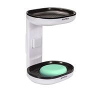 Modixun Porte-savon mural pour douche, double couche auto-drainant, porte-savon, porte-savon autocollant mignon, étui à savon amovible (blanc)