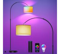 Modlicht Lampadaire intelligent, fonctionne avec Alexa et Google Home, Lampadaire RVB à intensité variable, changement de couleur, pour fête ou ambiance festive, lampe arc WiFi E27 9 W pour salon