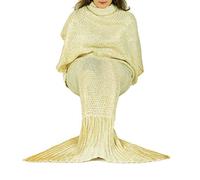 Modo Couverture Queue de sirène de Luxe pour Adolescents et Adultes Crème/doré Brillant