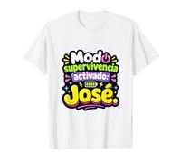 Modo supervivencia activado: José T-Shirt Graphique avec Valeur, Homme, Blanc, M