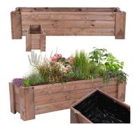 MODO24 Jardinière en bois de pin, bac à fleurs/potager pour fleurs, herbes et légumes, jardin/balcon/terrasse,30x100x33 cm, marron