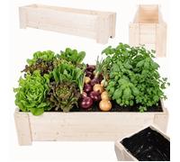 MODO24 Jardinière en bois de pin, bac à fleurs/potager pour fleurs, herbes et légumes, jardin/balcon/terrasse,30x100x33 cm, naturel