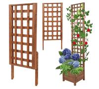 MODO24 Rehausse pergola bois de pin pour jardinière, module extension treillis extérieur plantes grimpantes, 94x40 cm, marron