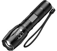 MODOAD Lampe torche à mise au point réglable, 5 modes, étanche IP65, lampe de poche zoomable, lampe de poche super lumineuse, lampe de poche puissante alimentée par piles pour le