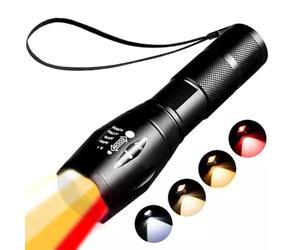 MODOAO Lampe de poche LED 4 en 1 rechargeable rouge, jaune, orange, blanche, zoomable, étanche, multicolore, 4 modes, recharge photographique pour la pêche, le camping, le mur
