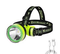 MODOAO Lampe frontale LED rechargeable, 2 modes d'éclairage, grande lampe frontale de plongée, lumière submersible, parfaite pour les aventures de plongée sous-marine, lampe frontale mains libres pour