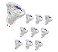 MODOAO Lot de 10 ampoules LED MR11, culot GU4 à deux broches, ampoules halogènes 5 W 12 V CC/AC, blanc chaud (3000 K)
