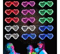 MODOAO Lot de 15 paires de lunettes clignotantes pour fête - 5 couleurs - 3 modes d'éclairage - Fournitures de fête pour Noël, Halloween, discothèque, fête d'anniversaire