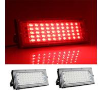 MODOAO Lot de 2 Projecteur d'extérieur 50 W 4800 lm LED rouge étanche IP66 pour cour, jardin, garage, pelouse, cour
