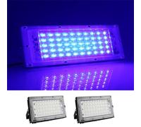 MODOAO Lot de 2 projecteurs d'extérieur 50 W 4800 lm LED bleu étanche IP66 pour cour, jardin, garage, pelouse, cour