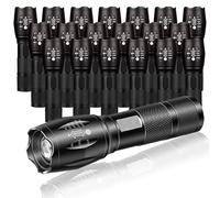 MODOAO Lot de 20 lampes de poche LED super lumineuses, Lampe torche 5 modes de mise au point réglable, étanche et légère pour camping, maison, urgence, randonnée, extérieur