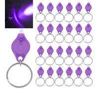 MODOAO Lot de 24 mini porte-clés LED ultra lumineuses à piles avec porte-clés, pour urine, passeport, carte d'identité, monnaie et éclairage d'urgence, coque violette