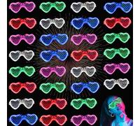 MODOAO Lot de 30 paires de lunettes clignotantes pour fête - 5 couleurs - 3 modes d'éclairage - Fournitures de fête pour Noël, Halloween, discothèque, fête d'anniversaire