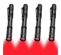 MODOAO Lot de 4 lampes de poche LED à lumière rouge haute puissance, étanches et compactes avec clip, pour camping, randonnée, vision nocturne, astronomie et urgence, sdt356-red