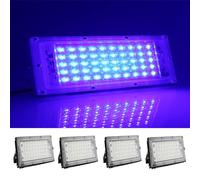 MODOAO Lot de 4 projecteurs d'extérieur 50 W 4800 lm LED bleu étanche IP66 pour cour, jardin, garage, pelouse, cour